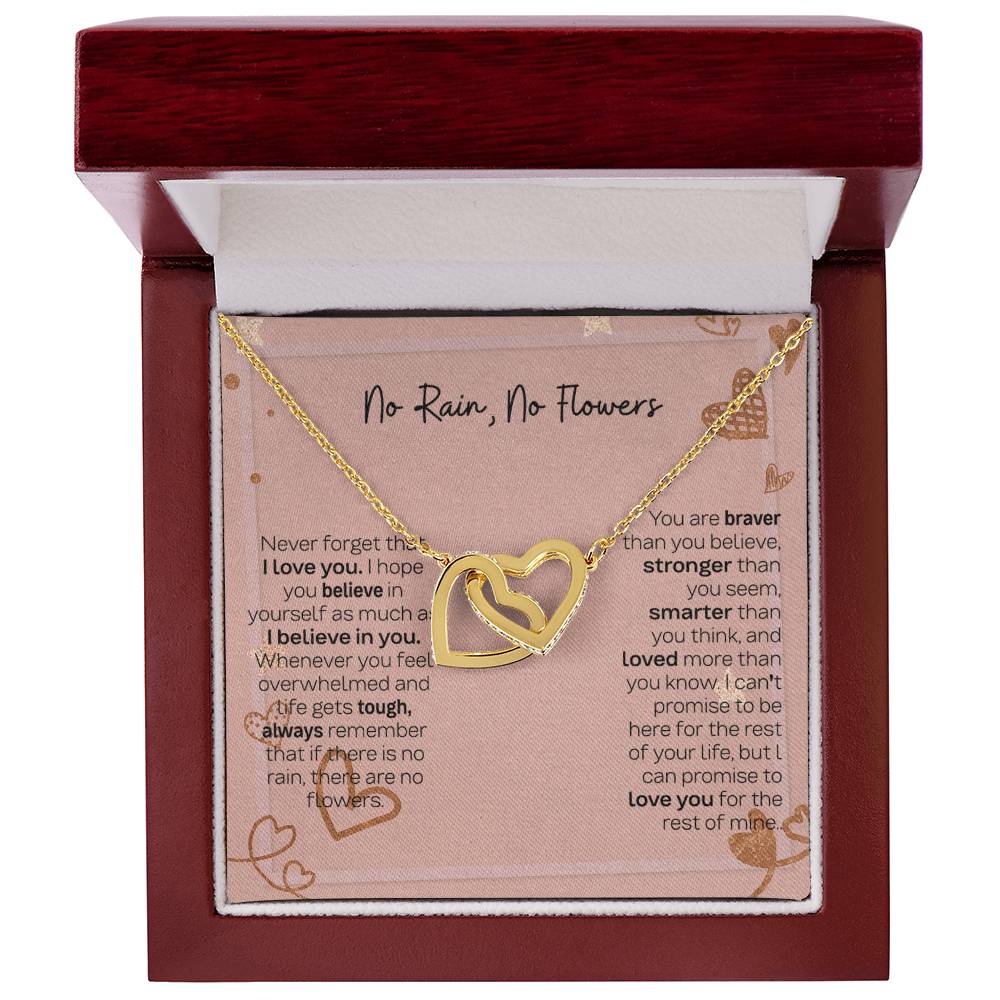 No Rain No Flowers Interlocking Hearts Necklace - Thoughtful Gift for Daughter