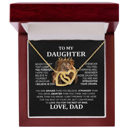 Lion Interlocking Hearts Necklace - To My Daughter from Dad, Perfect Gift