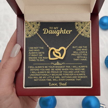 Interlocking Hearts Necklace with 'To My Daughter' Message - Special Gift from Mom & Dad