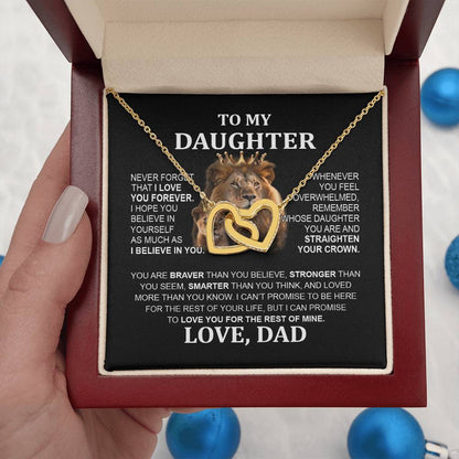 Lion Interlocking Hearts Necklace - To My Daughter from Dad, Perfect Gift