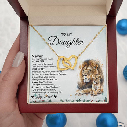 Christmas Gift for Daughter - Lion Interlocking Hearts Necklace from Dad