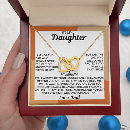 From Mom & Dad - Interlocking Hearts Necklace, Sentimental Gift for Daughter's Birthday