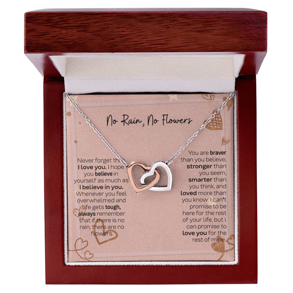 No Rain No Flowers Interlocking Hearts Necklace - Thoughtful Gift for Daughter