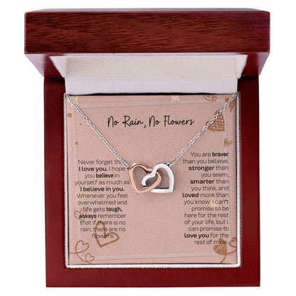 No Rain No Flowers Interlocking Hearts Necklace - Thoughtful Gift for Daughter