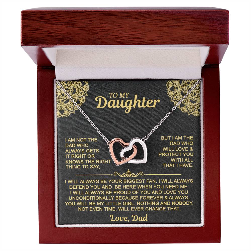 Interlocking Hearts Necklace with 'To My Daughter' Message - Special Gift from Mom & Dad