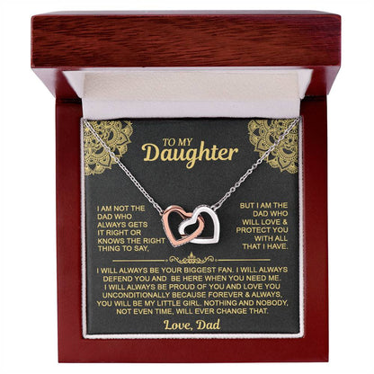 Interlocking Hearts Necklace with 'To My Daughter' Message - Special Gift from Mom & Dad