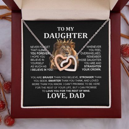 Lion Interlocking Hearts Necklace - To My Daughter from Dad, Perfect Gift