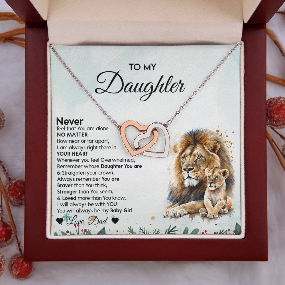 Christmas Gift for Daughter - Lion Interlocking Hearts Necklace from Dad