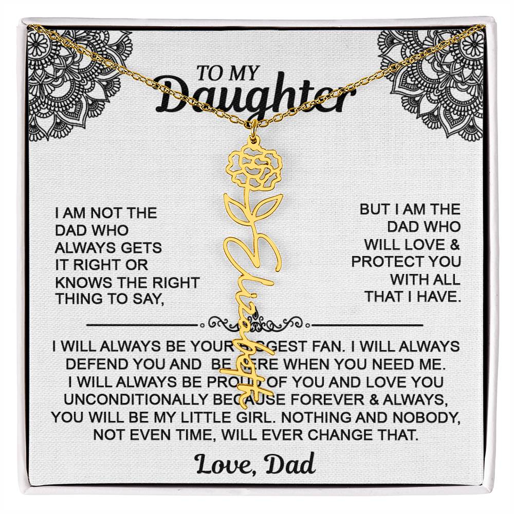 To My Daughter Flower Name Necklace - Love Dad - Gift For Daughter