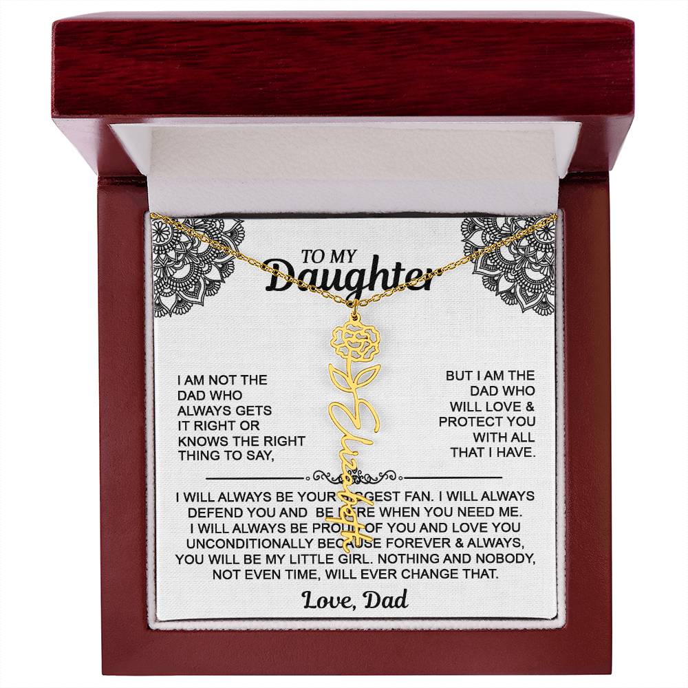 To My Daughter Flower Name Necklace - Love Dad - Gift For Daughter