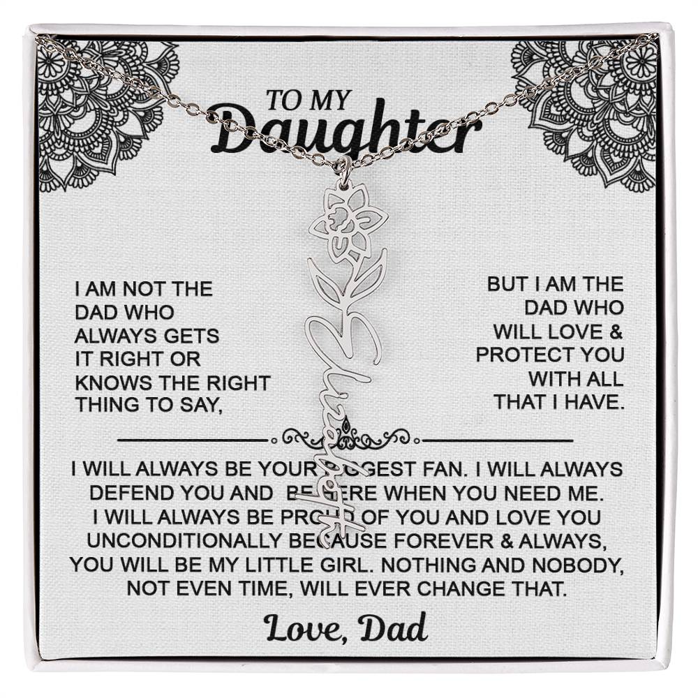 To My Daughter Flower Name Necklace - Love Dad - Gift For Daughter