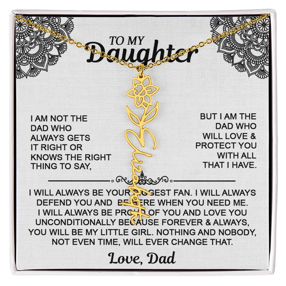 To My Daughter Flower Name Necklace - Love Dad - Gift For Daughter