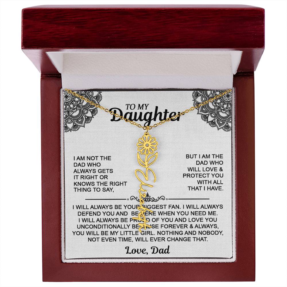 To My Daughter Flower Name Necklace - Love Dad - Gift For Daughter