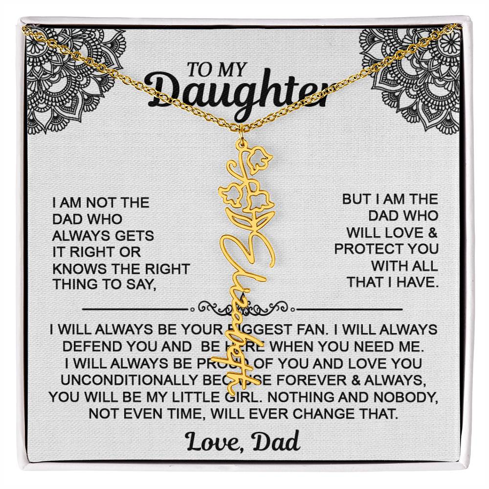 To My Daughter Flower Name Necklace - Love Dad - Gift For Daughter