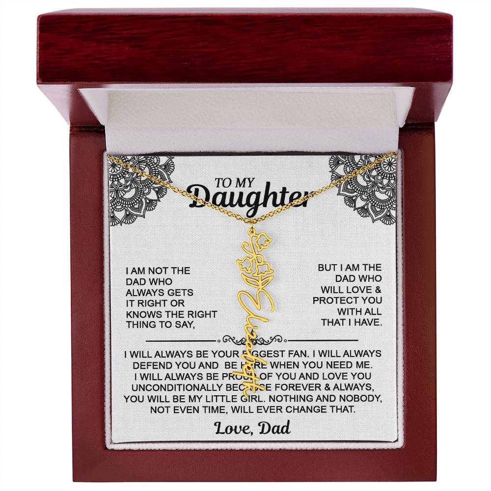 To My Daughter Flower Name Necklace - Love Dad - Gift For Daughter