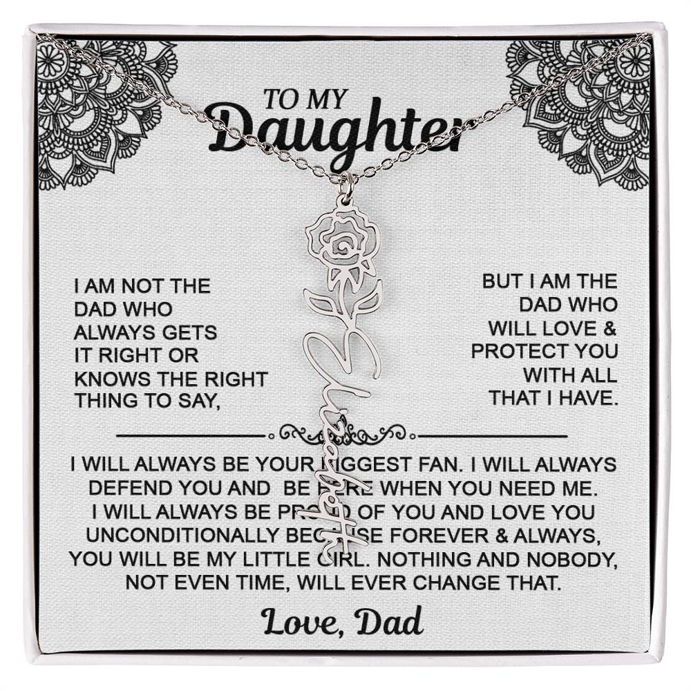 To My Daughter Flower Name Necklace - Love Dad - Gift For Daughter