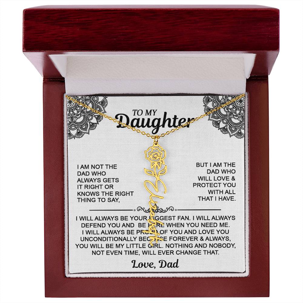 To My Daughter Flower Name Necklace - Love Dad - Gift For Daughter