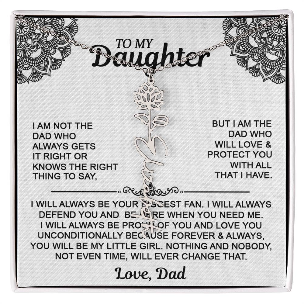 To My Daughter Flower Name Necklace - Love Dad - Gift For Daughter