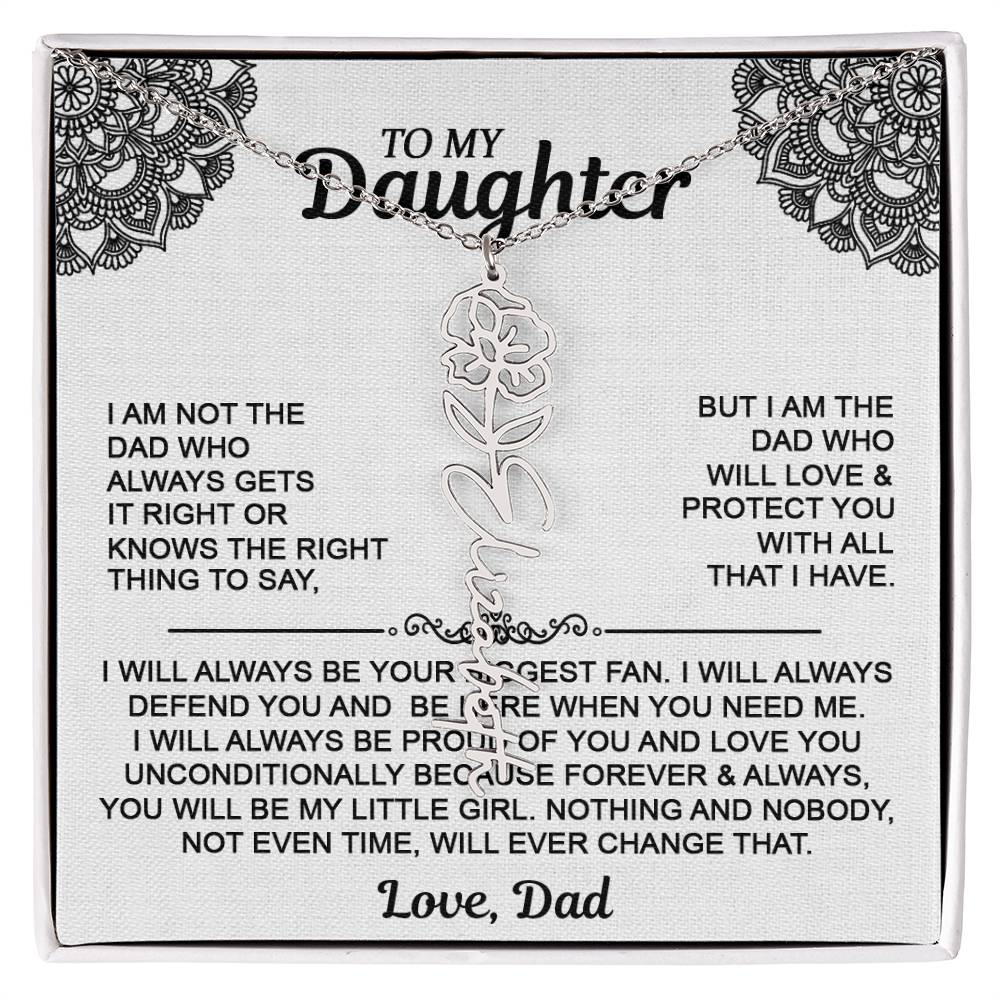 To My Daughter Flower Name Necklace - Love Dad - Gift For Daughter