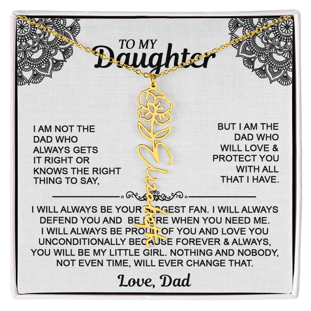 To My Daughter Flower Name Necklace - Love Dad - Gift For Daughter