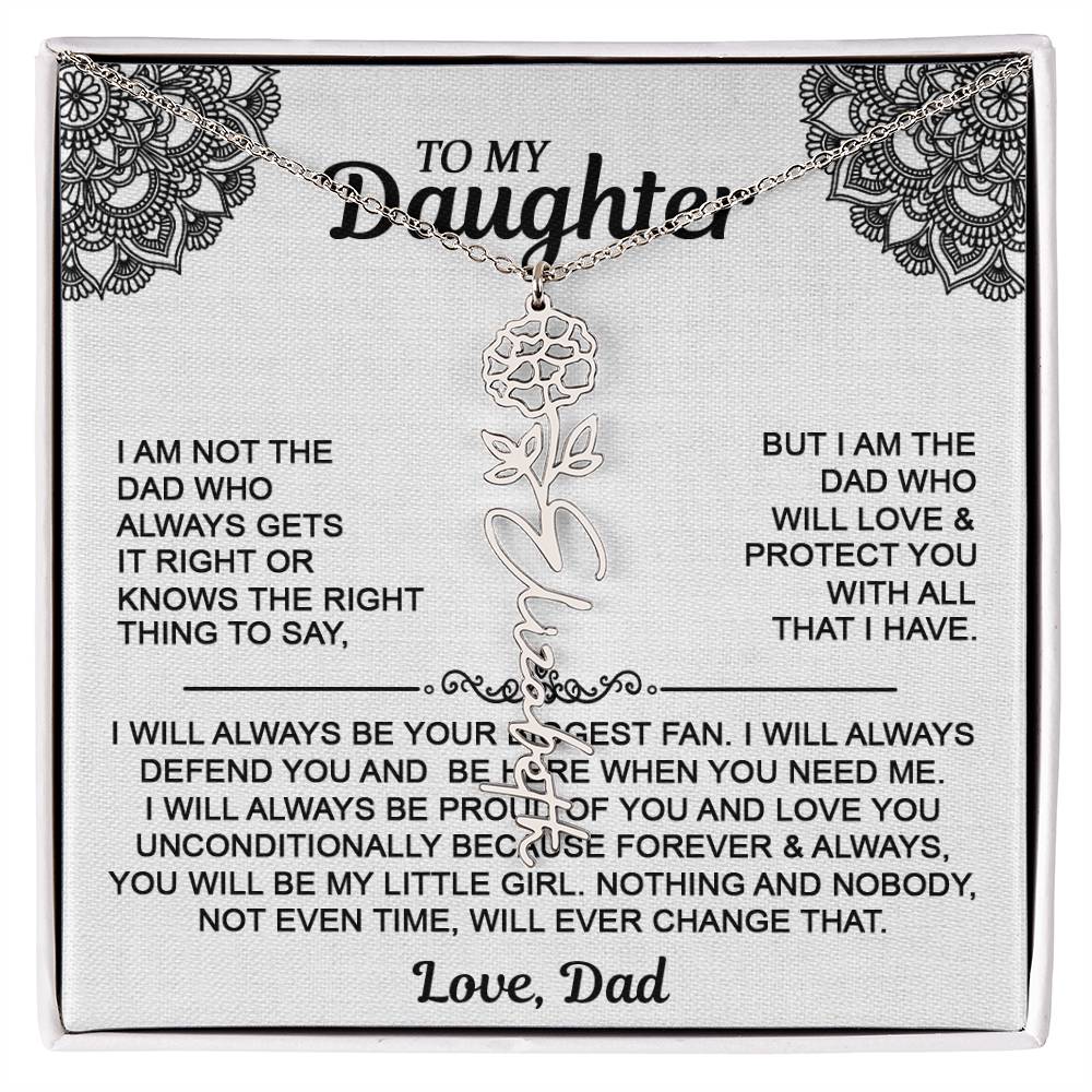 To My Daughter Flower Name Necklace - Love Dad - Gift For Daughter