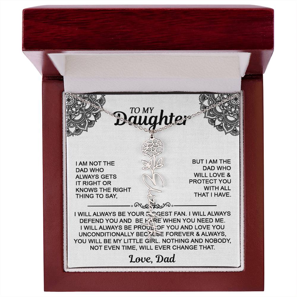 To My Daughter Flower Name Necklace - Love Dad - Gift For Daughter