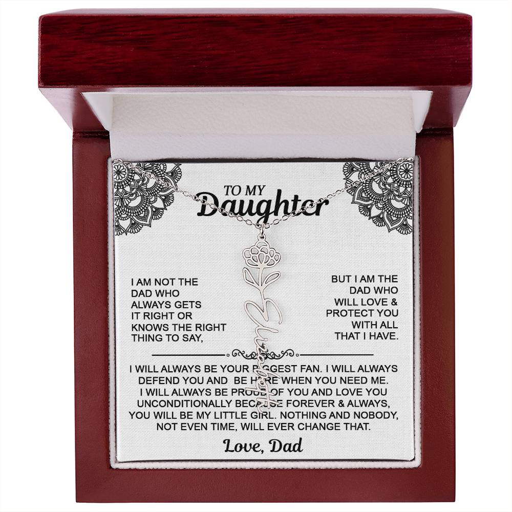 To My Daughter Flower Name Necklace - Love Dad - Gift For Daughter