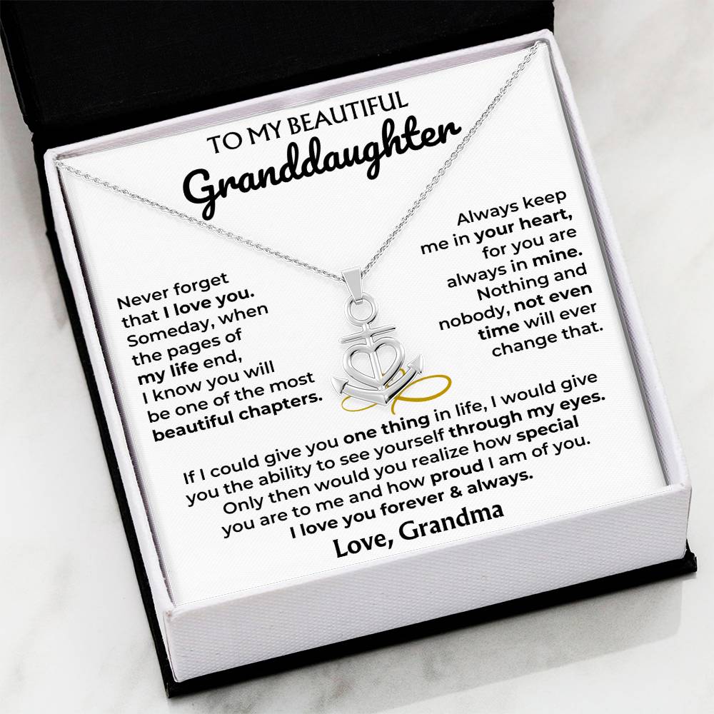 Anchor Necklace with 'To My Granddaughter' Card - Custom Gift for Granddaughter