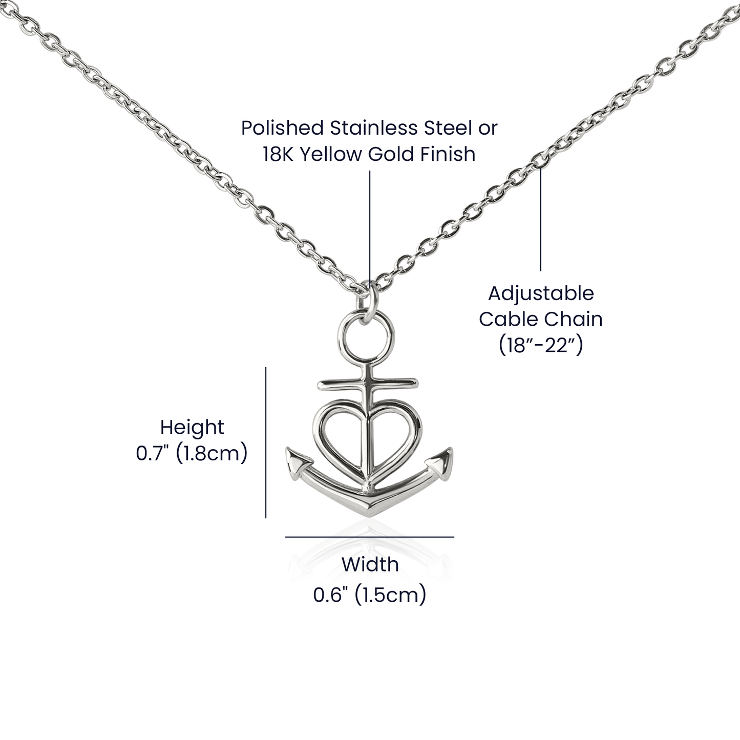 Anchor Necklace for Granddaughter - 'To My Granddaughter' Message, Holiday Gift