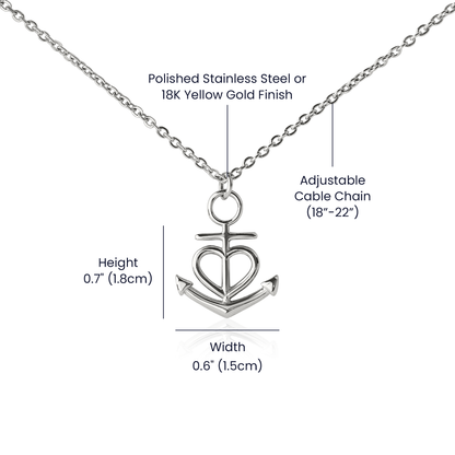 Anchor Necklace for Granddaughter - 'To My Granddaughter' Message, Holiday Gift