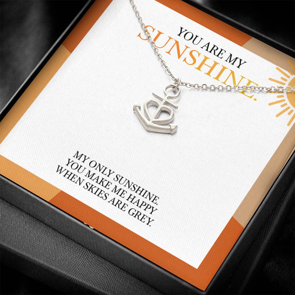 Anchor Pendant Necklace with 'You Are My Sunshine' Message - Perfect Christmas Gift for Granddaughter