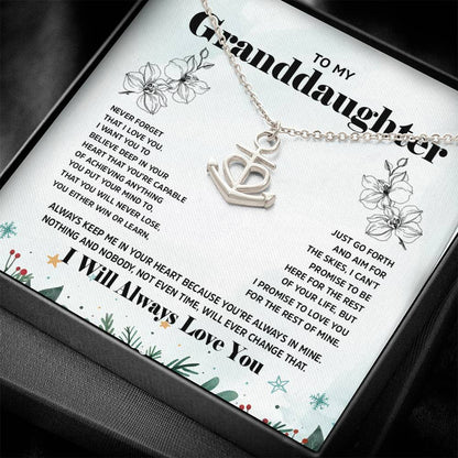 Anchor Necklace for Granddaughter - 'To My Granddaughter' Message, Holiday Gift