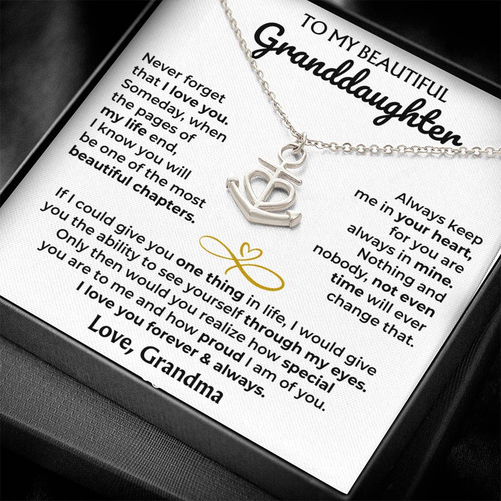 Anchor Necklace with 'To My Granddaughter' Card - Custom Gift for Granddaughter