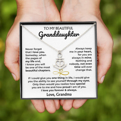 Anchor Necklace with 'To My Granddaughter' Card - Custom Gift for Granddaughter