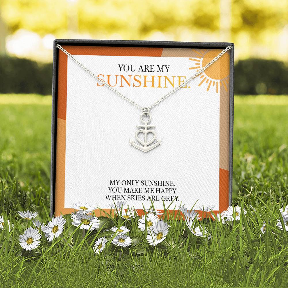 Anchor Pendant Necklace with 'You Are My Sunshine' Message - Perfect Christmas Gift for Granddaughter