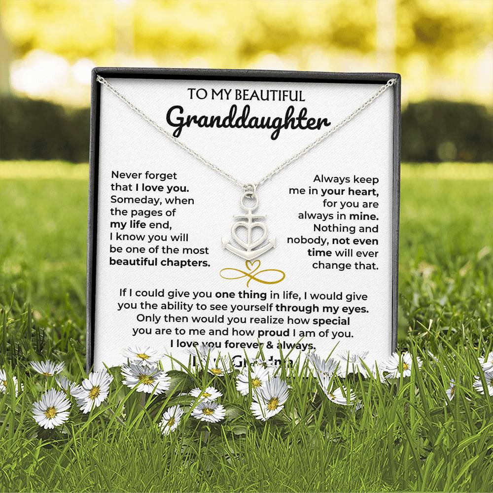 Anchor Necklace with 'To My Granddaughter' Card - Custom Gift for Granddaughter