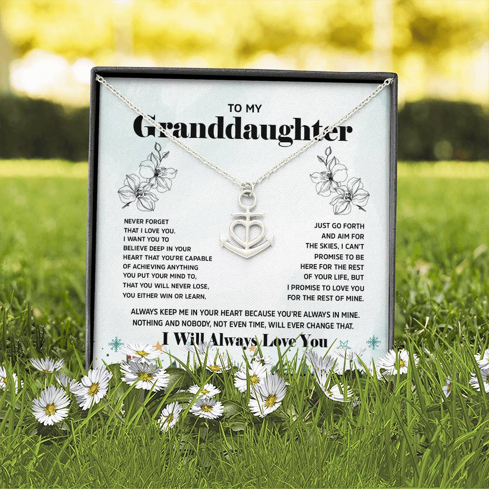 Anchor Necklace for Granddaughter - 'To My Granddaughter' Message, Holiday Gift