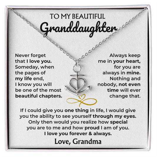 Anchor Necklace with 'To My Granddaughter' Card - Custom Gift for Granddaughter