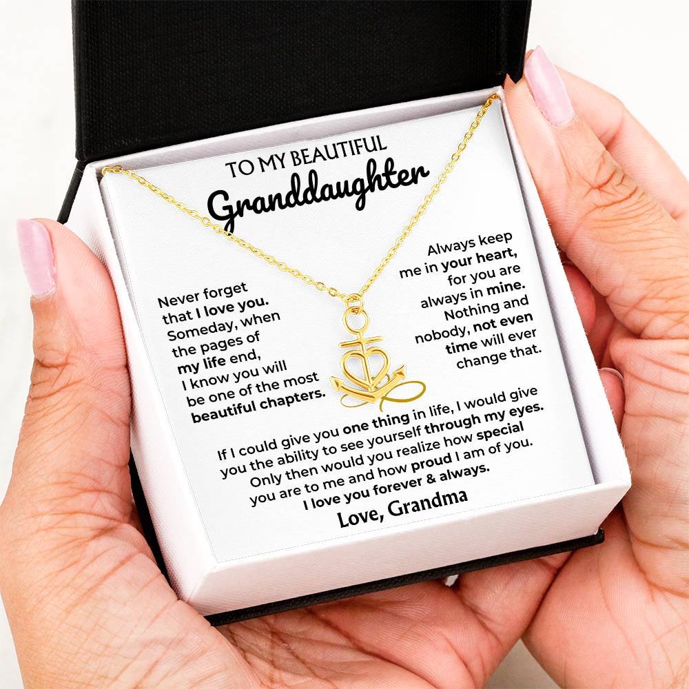 Anchor Necklace with 'To My Granddaughter' Card - Custom Gift for Granddaughter