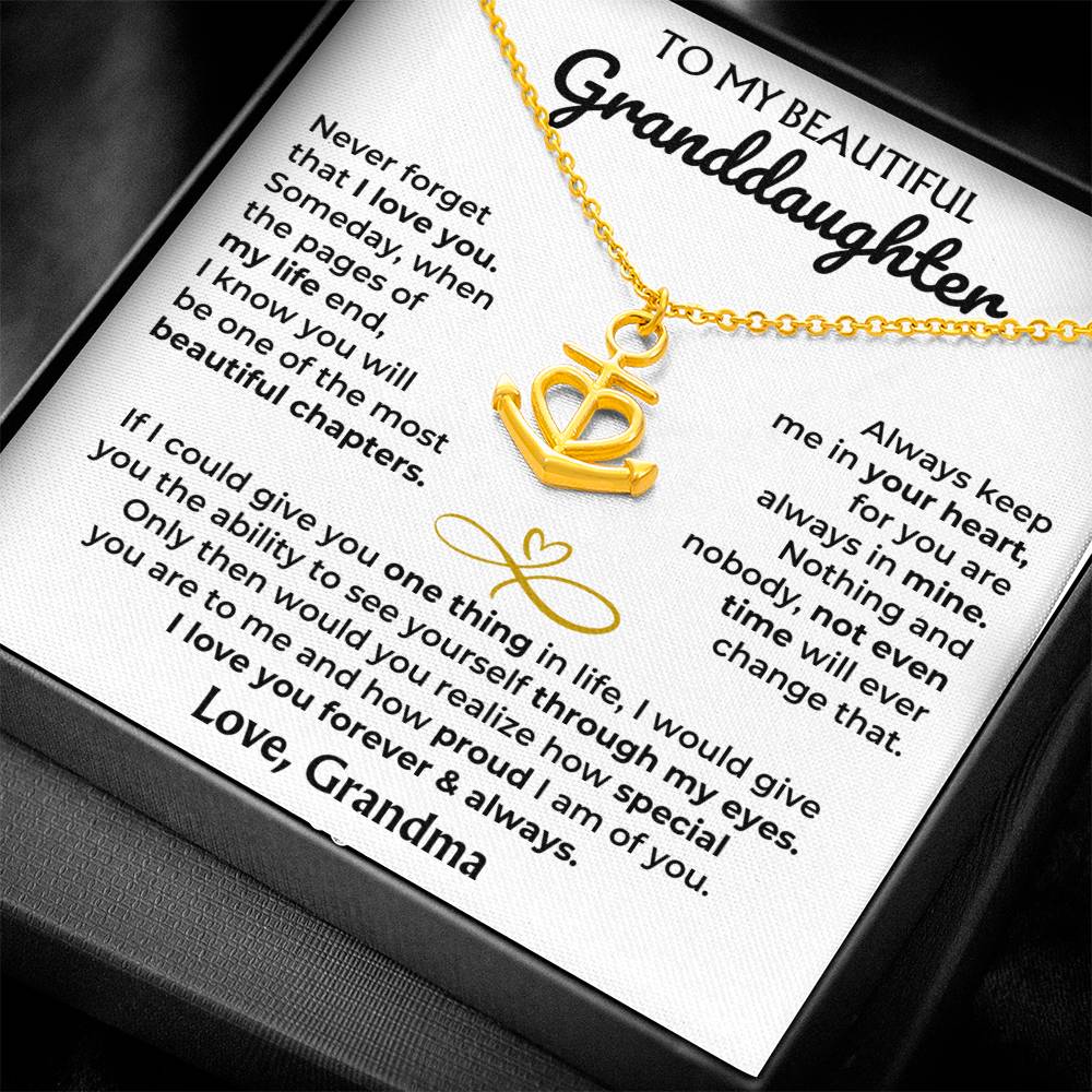 Anchor Necklace with 'To My Granddaughter' Card - Custom Gift for Granddaughter