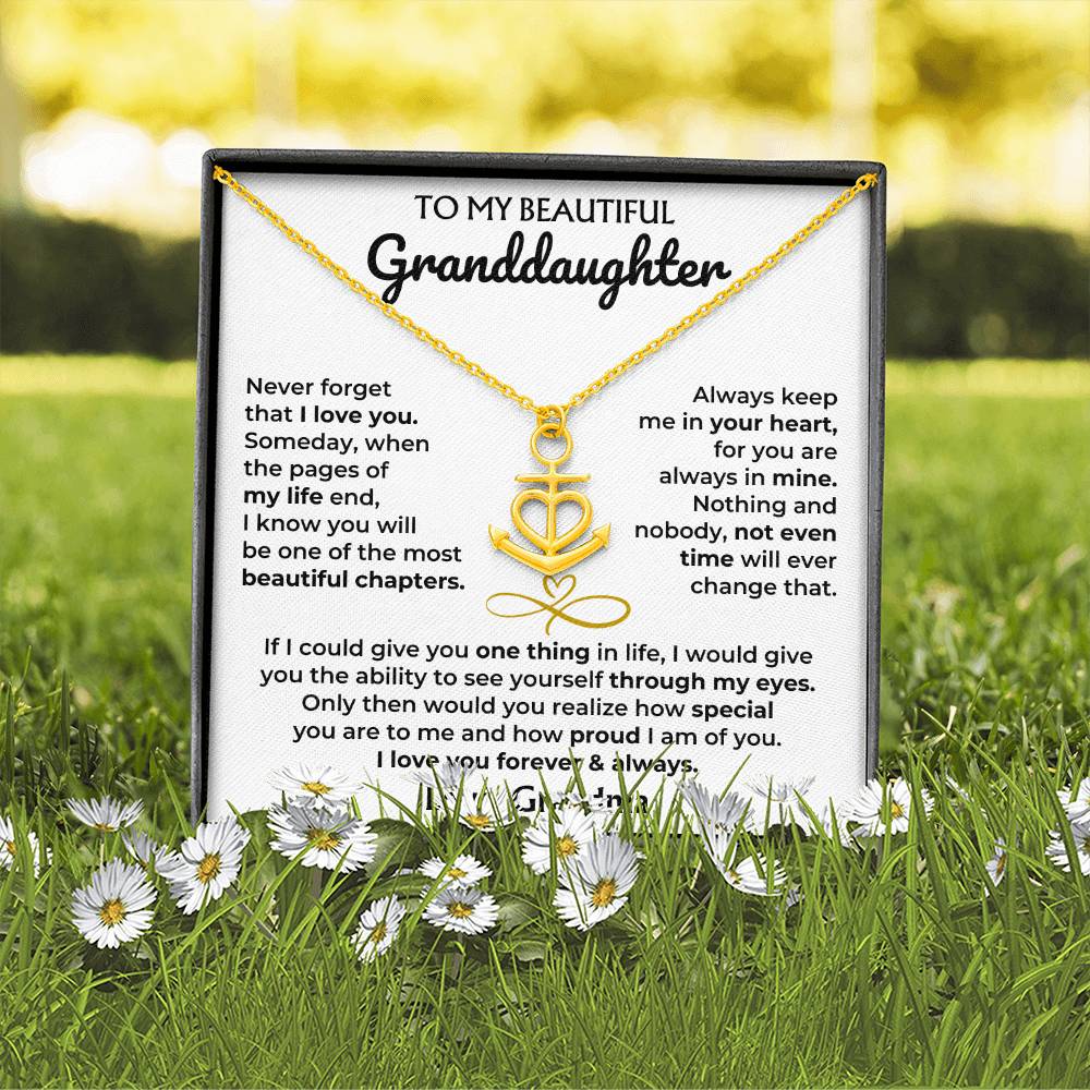 Anchor Necklace with 'To My Granddaughter' Card - Custom Gift for Granddaughter