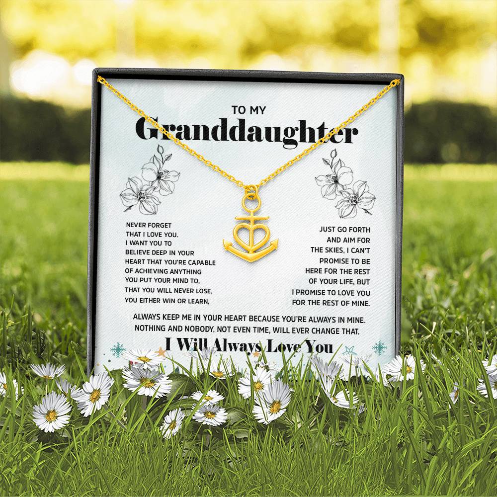 Anchor Necklace for Granddaughter - 'To My Granddaughter' Message, Holiday Gift