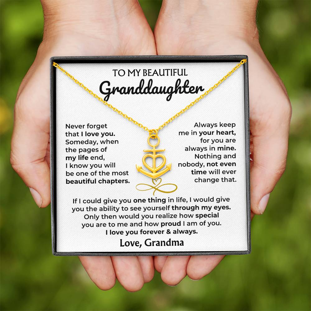 Anchor Necklace with 'To My Granddaughter' Card - Custom Gift for Granddaughter