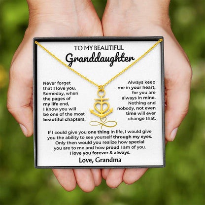 Anchor Necklace with 'To My Granddaughter' Card - Custom Gift for Granddaughter