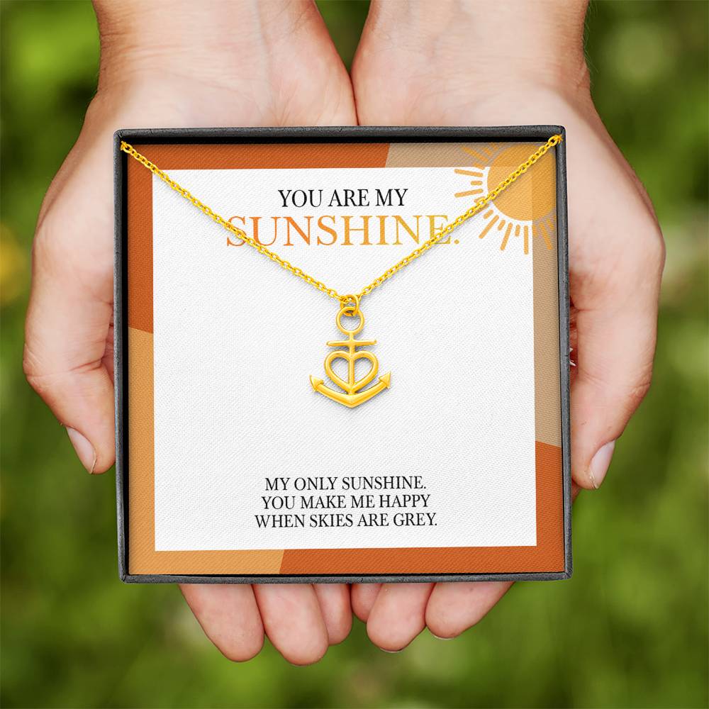 Anchor Pendant Necklace with 'You Are My Sunshine' Message - Perfect Christmas Gift for Granddaughter