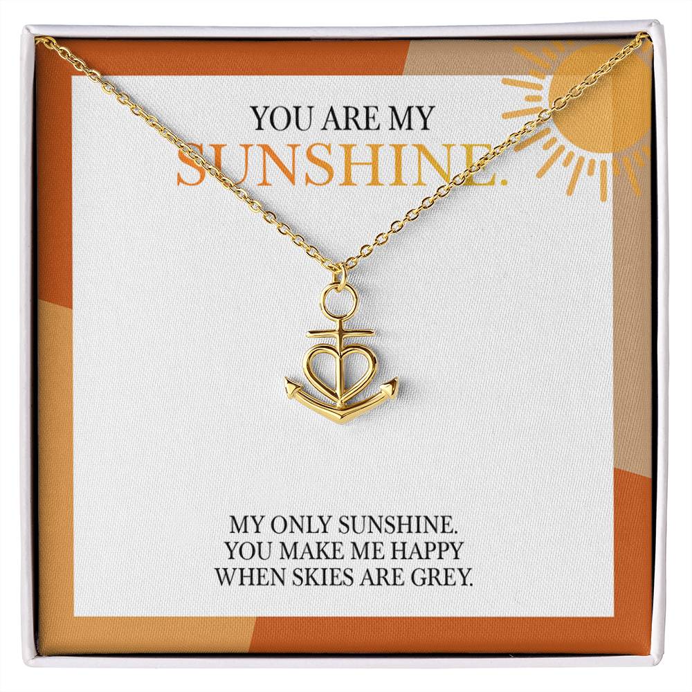 Anchor Pendant Necklace with 'You Are My Sunshine' Message - Perfect Christmas Gift for Granddaughter