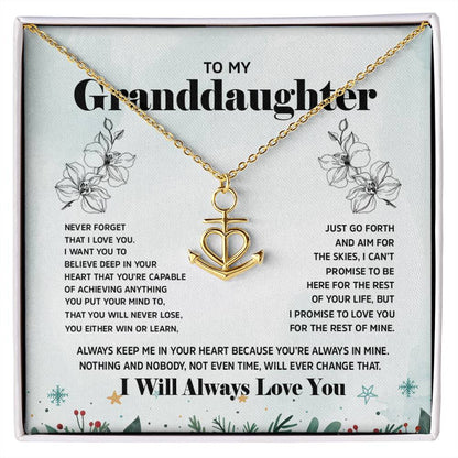 Anchor Necklace for Granddaughter - 'To My Granddaughter' Message, Holiday Gift