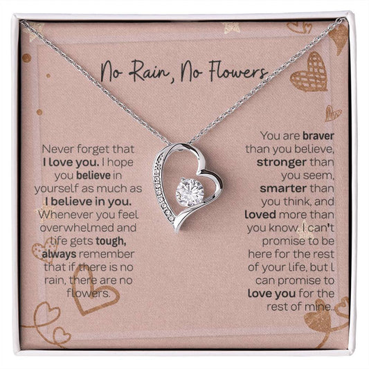 No Rain No Flowers Necklace - To My Daughter Necklace, Gift For Daughter From Mom or Dad