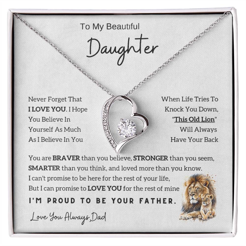 Gift For Daughter From Dad - To My Daughter Lion Necklace with Love