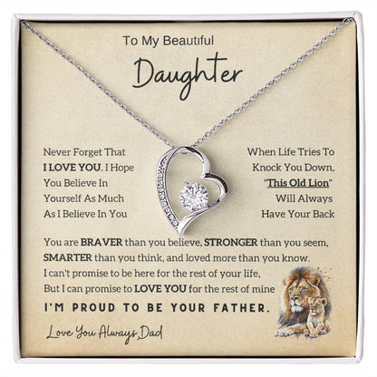 Lion Daughter Necklace - Heartfelt Gift From Dad with Inspirational Message